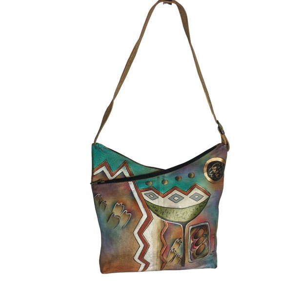 Anuschka BOGO Sale NEVER USED Handpainted Leather Hobo Shoulder Bag Southwest - Picture 2 of 13